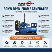 Groupe électrogène diesel Ricardo 30 kW, type ouvert, 40 kVA, triphasé, fiable, pour situations d'urgence, petite centrale électrique industrielle