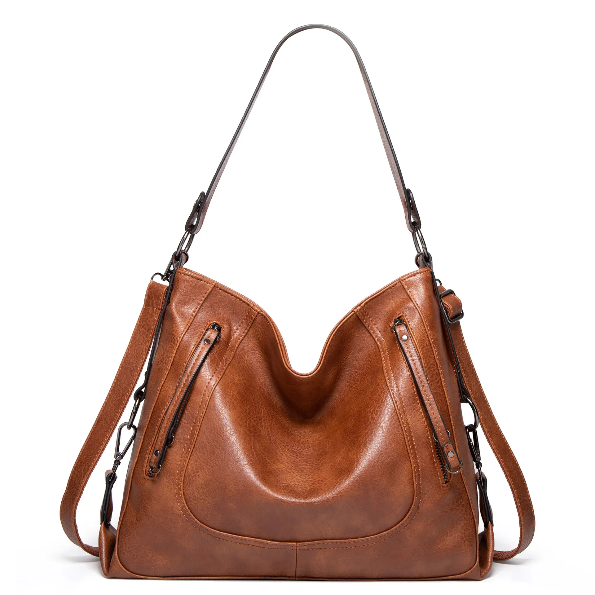 2022 Fashion Vintage Ladies Hobo Bags Multi-pocket Large Purses and Crossbody Bag Leather Tote Bag Designer women Handbags