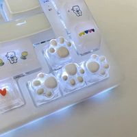 Capuchons de touches de clavier en forme de patte de chat rose mignons faits à la main, en résine transparente, lumineux, détachables, créatifs pour clavier mécanique MX