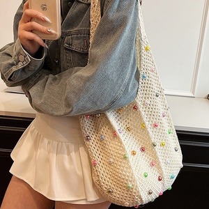 Bolso cruzado de gran capacidad al por mayor, bolsos casuales, bolso de mano tejido con perlas y diseño de chaleco calado para manualidades - Product Image 4