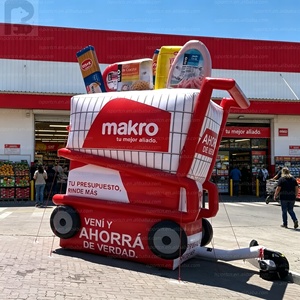 Chariot de courses <span class=keywords><strong>géant</strong></span> gonflable lumineux personnalisé, chariot de supermarché gonflable publicitaire pour la campagne d'inauguration de magasins de détail - Product Image 1