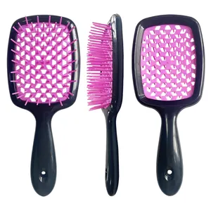 Peigne démêlant en plastique étanche à trous humides, brosse à cheveux creuse de Massage de Logo personnalisé pour la maison Salon voyage