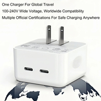 Cargador Rápido GaN PD de 35W con Doble Puerto Tipo-C, Enchufe Estadounidense, Portátil, para Teléfono y Auriculares, Compatible con [Dispositivos]