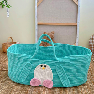 Eco-Friendly Handmade Modern Unisex Baby Changing <strong>Basket</strong> &amp; <strong>Moses</strong> <strong>Basket</strong> with 100% Cotton Rope Foam Diaper Changing Pad - Product Image 3
