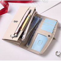 Nouveau style portefeuille long zippé en cuir véritable pour femme, style européen et américain, avec protection RFID