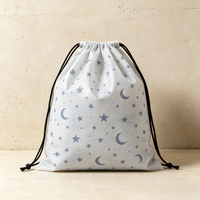 Sac à cordon pliable en non-tissé à motif de dessin animé, avec impression de logo personnalisé, pochette de rangement recyclable pour la promotion de la marque
