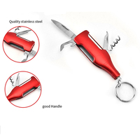 Ouvre-bouteille décapsuleur multifonction en acier inoxydable avec logo personnalisé, porte-clés en forme de bouteille, mini couteau et outils combinés