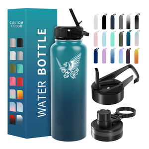 Botella de Agua de Acero Inoxidable de 32oz/40oz con Doble Aislamiento al Vacío y Pajita, Botella de Agua Fría Aislada con Logotipo para Viajes - Product Image 1