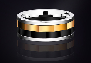 ファインジュエリーカトリックロザリオリングゴールドタングステンプレシャスストーン天然動物の婚約ギリシャパーティーマンリングブラック受け入れ - Product Image 5