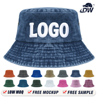 Venta al por mayor 100% algodón lavado sombrero de cubo logotipo personalizado Denim pescador gorra Unisex en blanco plegable sombrero para el sol Gorras