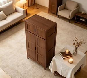 Armoire en bois moderne avec portes battantes style Shaker, en bois massif, meuble de chambre autoportant - Product Image 5