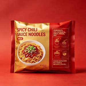 Nouilles mélangées à la sauce piquante légère faible en calories, faible en sodium, régime alimentaire sain - Product Image 4