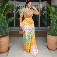 Robe longue élégante pour femme, imprimée, à manches longues, coupe ajustée, taille haute, style portefeuille, pour le bureau, les soirées, la plage et les vacances, prête à être expédiée