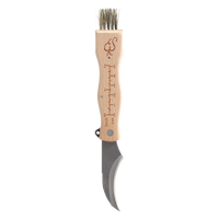 Esschert Design 100% Manche en bois de hêtre FSC Lame en acier inoxydable Couteau à champignon, queue avec brosse