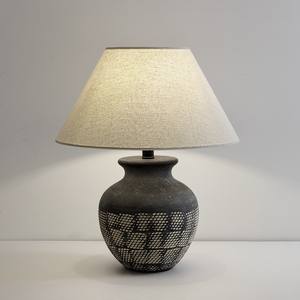 BIFANG Chinese Wabi-sabi Vintage Ceramic Pot Bedroom Bedside Lamp Handmade Ceramic Column Fabric <strong>Lampshade</strong> <strong>Table</strong> Lamp - Product Image 5