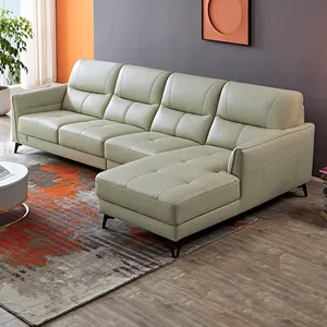 102568 Quanu fantasia novo modelo genuíno canto couro sala de estar sala chaise lounge sofás secionais