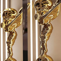 Escultura de Ángel de Arte para Decoración de Pisos de Casas Modernas de Lujo, Estatua de Dama Voladora de Fibra de Vidrio Dorada Grande de Estilo Nórdico para Vestíbulo de Hotel