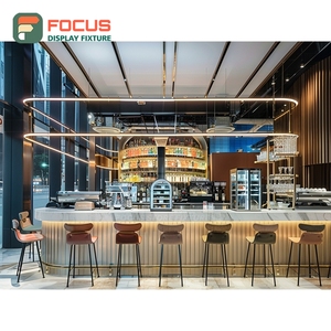 Illuminated Coffee Display Cabinet Oak Grain Finish Coffee Bag Display Area Roastery Display Cabinet - Product Image 5