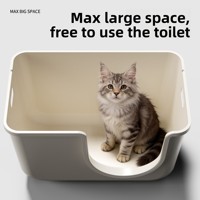 Bac à litière pour chat haut de gamme, taille extra-large, entièrement fermé, anti-éclaboussures, isolation des odeurs, design surélevé, carré, en plastique PP