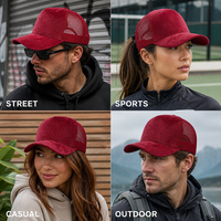 Casquette de baseball trucker personnalisée en daim avec dos en maille, 6 panneaux, snapback, visière incurvée, réglable, unisexe, vente en gros, OEM, faible MOQ