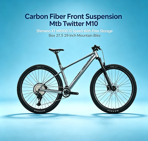 Bicicleta de Montaña de Fibra de Carbono con Suspensión Delantera Twitter M10 <span class=keywords><strong>Shimano</strong></span> <span class=keywords><strong>XT</strong></span> M8100 de 12 Velocidades con Caja de Almacenamiento Gratuita, 27.5/29 Pulgadas - Product Image 1
