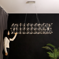 Lustre en fer cristal étoilé, design créatif et personnalisé, style européen, pour bar, avec bande lumineuse à économie d'énergie et télécommande