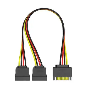 Custom fast charging 15pin SATA M To 2 Female Power SSD/HDD Splitter Connector 2.54mm pitch flexible PCB flat idc ribbon cable