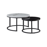 Table basse ronde imbriquée en céramique et marbre Table d'appoint de salon Canapé de salon facile à déplacer Ensemble de table de café avec cadre en métal