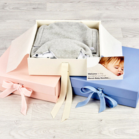 Boîte de rangement pour bébé en papier pliable avec aimant personnalisé, vide, avec ruban, pour vêtements de nouveau-né, souvenir