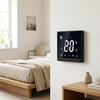 Termostato Digital Programable WIFI AC8300F para Fan Coil de 2/4 Tubos, Diseño Cuadrado Moderno, 220V, PC+ABS Ignífugo, Ahorro de Energía