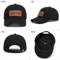 Op maat gemaakte leren patch baseballcap met borduurwerk, katoen, 6 panelen, verstelbare gebogen klep, groothandel OEM, lage minimale bestelhoeveelheid