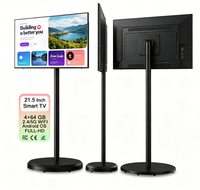 All-in-One Freistehender Mobiler Touch-Smart-TV Drehbarer Bodenständer Kabelloses Screen Mirroring Live-Stream Heim-Display Schwarz 60Hz