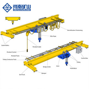 رافعة علوية ذات جودة عالية تستخدم مستودع للبيع الساخن في النمط الأوروبي 10 طن رافعات الجسور مربع نوع 20 طن ISO CE GOST - Product Image 2