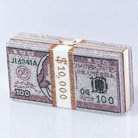 Sac à main chaîne à bandoulière en strass rose brillant à l'effigie d'un dollar, élégant et tendance
