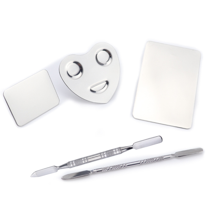 Мини с накатанной головкой из нержавеющей стали, тени для век, лак для ногтей, набор кисточек для макияжа кисть для растушевки с накатанной головкой цветовая палитра Палитра для смешивания с шпатель