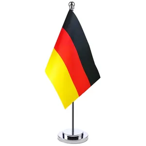 0n vendita bandiera tedesca per scrivania con Base 14x21cm bandiera da tavolo portabandiera in acciaio inossidabile