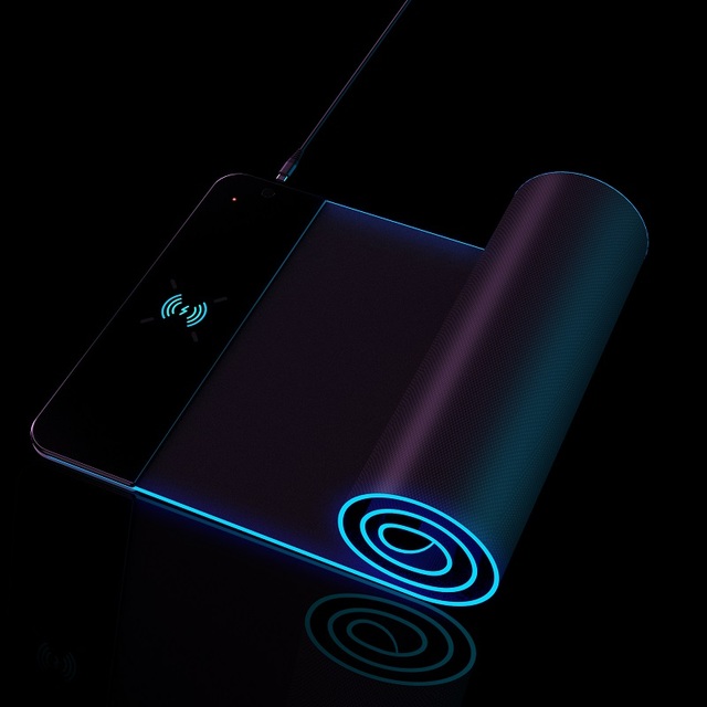 10W QI Fast Wireless Charging Large Mouse Pad LED Light Rubber Gaming Mouse Pad Professional RGB Gaming Mouse Pad