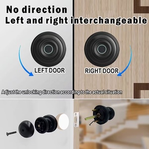 Mount <strong>Black</strong> Smart Ball <strong>Knob</strong> <strong>Door</strong> Lock Fingerprint Unlock Waterproof Anti-Theft Feature for Home Hotel Bedroom Interior <strong>Doors</strong> - Product Image 6