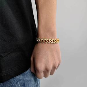 Bracelet Hip Hop en Zircon 12mm avec Fermoir Rabattable, Chaîne Cubaine Double Rangée, Bracelet Tendance pour Homme de Marque Personnalisée Tanjing - Product Image 4
