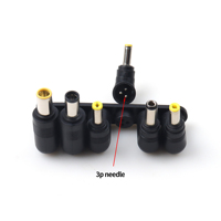 Convertisseur DC en cuivre, adaptateur d'alimentation universel DC 5.5x2.1mm, coude à angle droit à 3 broches pour ordinateur portable, 6 pièces/ensemble