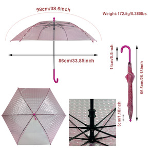 <span class=keywords><strong>Parapluie</strong></span> <span class=keywords><strong>transparent</strong></span> pour enfants avec motif diamant givré, poignée en J, <span class=keywords><strong>parapluie</strong></span> droit, résistant au <span class=keywords><strong>vent</strong></span>, durable, publicitaire pour enfants - Product Image 5