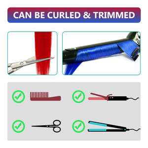 Extensiones de Cabello Sintético Kanekalon Ex154 de 65 Pulgadas, Lisas, Rojas y Azules, de 22 Pulgadas, para Cosplay y Fiestas, para Mujeres - Product Image 5