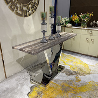 Table console en métal de style européen moderne et luxueuse à prix abordable avec plateau en marbre argenté, design carré pour salon et couloir