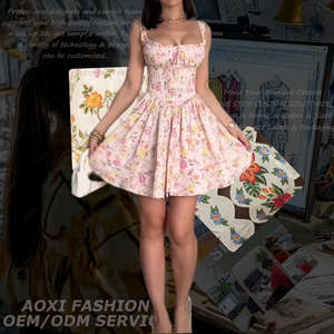 Abito Mini Stile Europeo e Americano all'Ingrosso, Moda Estiva Casual con Stampa e Pizzo per Donne - Product Image 3