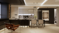Système de cuisine modulaire tout-en-un avec armoires en verre, solutions de rangement complètes, design moderne, bois massif, MDF, salle à manger