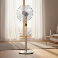 Ventilateur sur pied électrique intelligent en plastique pour la maison, avec minuterie tactile, 16 pouces, avec télécommande