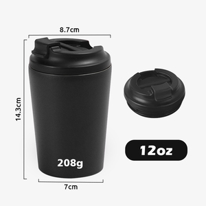 Reusable 304 Stainless Steel Double Wall Vacuum Insulated Coffee Mug Cork Bottom Lid 6-12 Hours Thermal Insulation BPA Free LED - Product Image 3