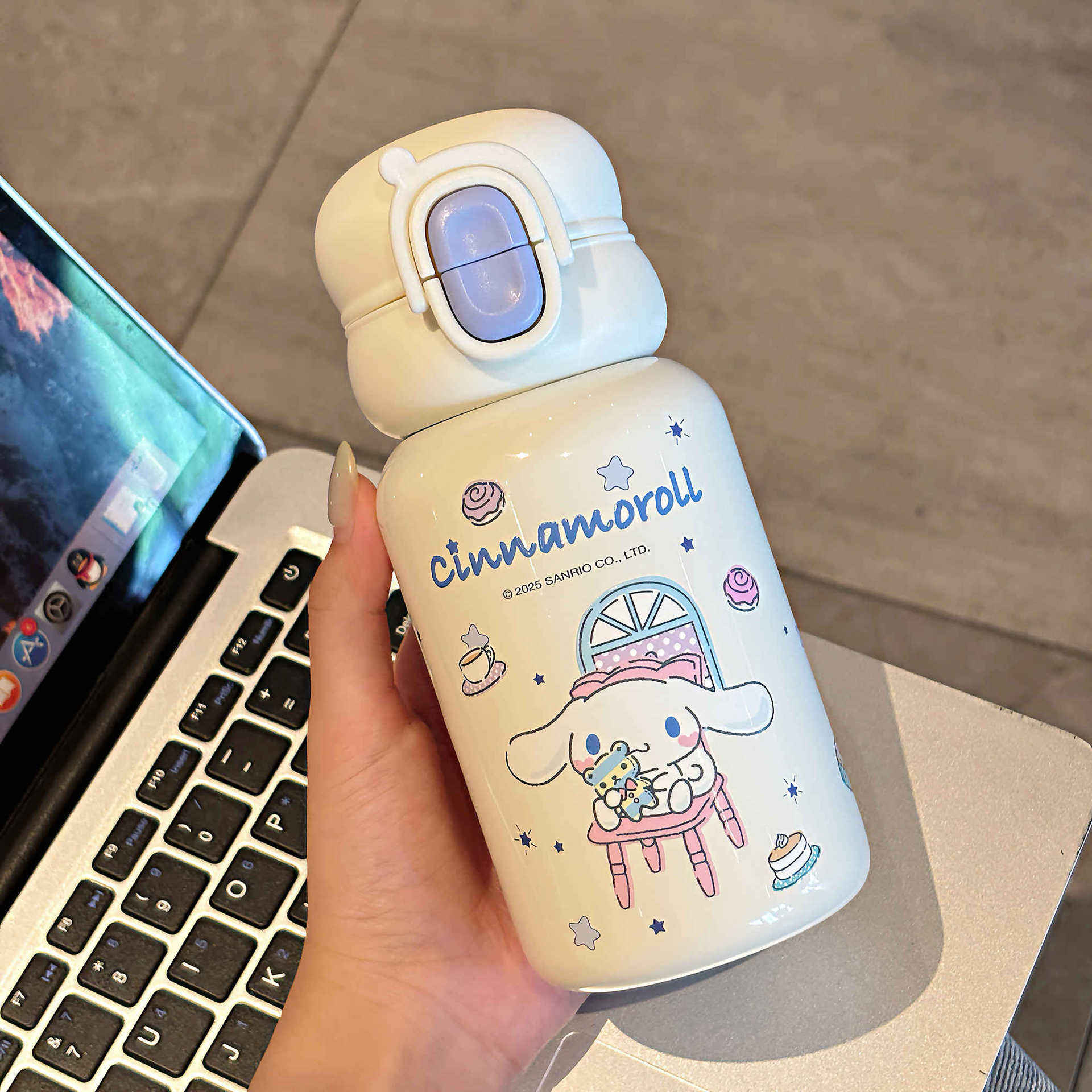 380ML แก้วน้ำลายสุนัขหูใหญ่ สีฟ้า