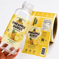 Étiquettes personnalisées pour bouteilles de jus, autocollants en vinyle imperméables, logo de marque, étiquettes pour bouteilles en plastique, impression d'emballages