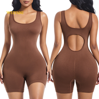 Neu eingetroffen: Damen Sport-Jumpsuit – Nahtloser Body mit eckigem Ausschnitt, Bauchkontrolle, Kompressions-Shorts, Shapewear, Tanktop, Body Shaper
